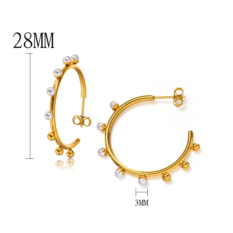 Baoyan круглые жемчужные серьги из нержавеющей стали розовое