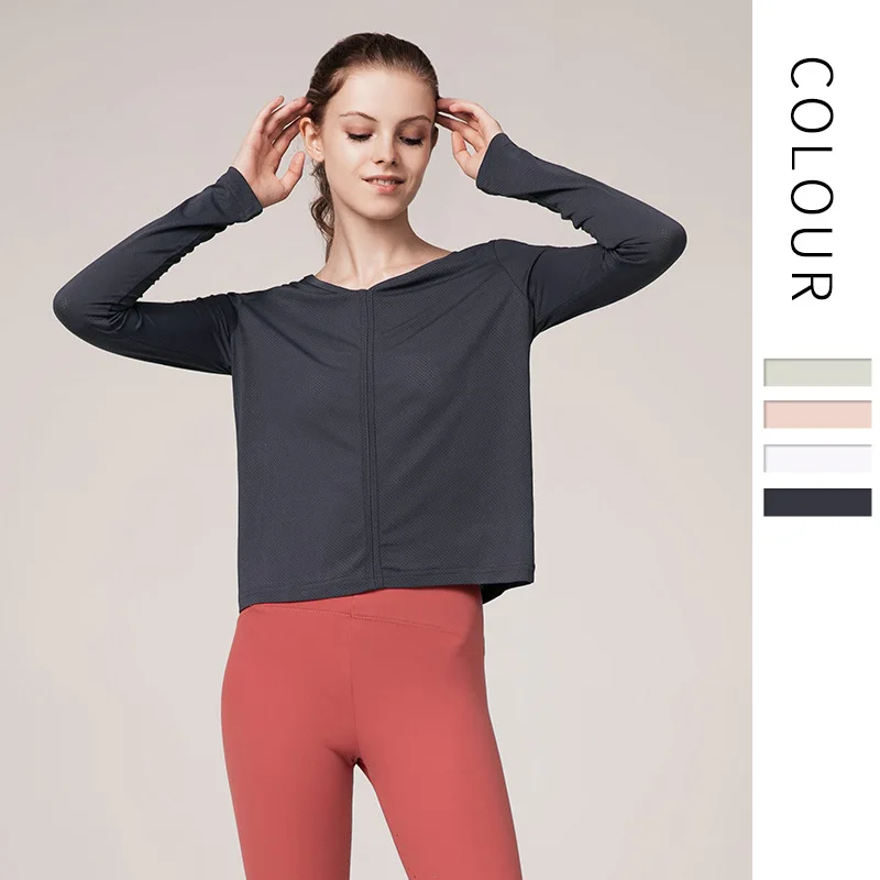 Новинка Осенние однотонные красивые рубашки для йоги женские новые