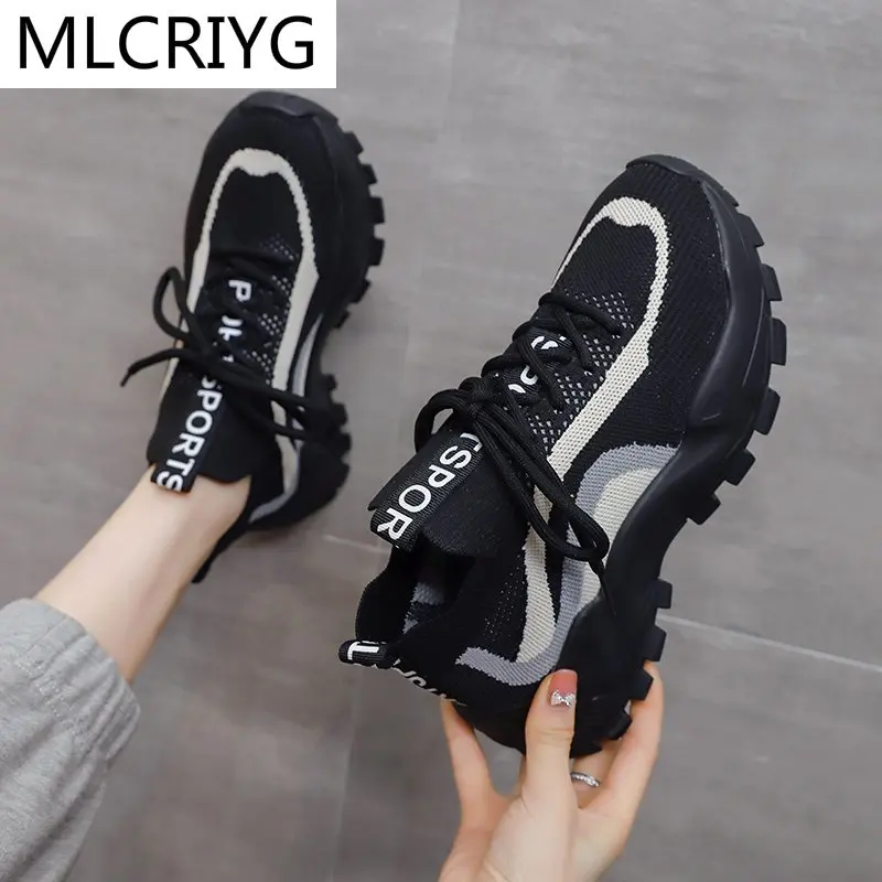 

2021 Spring New Women's Vulcanized Shoes Comfortable Lace-up Women Casual Shoes Fashion Mesh Breathable Wear-resistant Sneakers