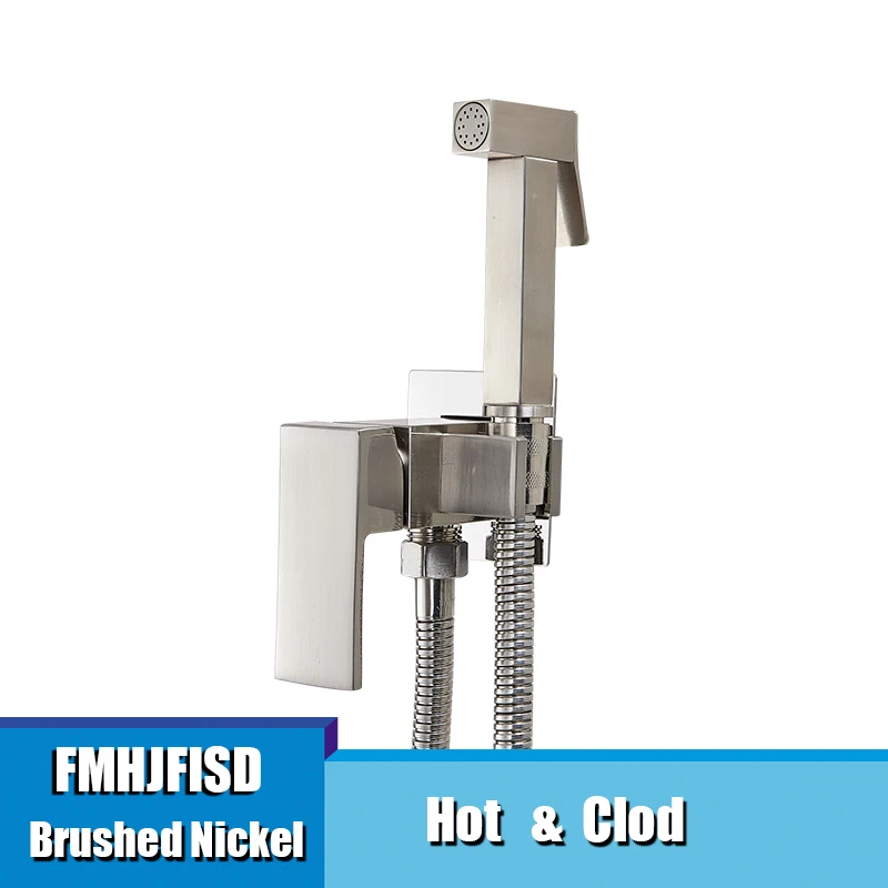 Hot and Cold FMHJFISD смеситель для биде, латунный смеситель для душа, смеситель для душа, мусульманский кран Ducha Higienica, смеситель для холодной и горячей воды, квадратный душевой распылитель - Цвет: Hot and Cold