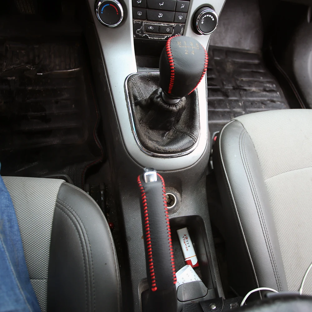 На MT рукоятки рычага КПП для Chevrolet Cruze 2009 2010 2011 2012 2013 кожаный рычаг переключения передач крышка автомобиля Стайлинг