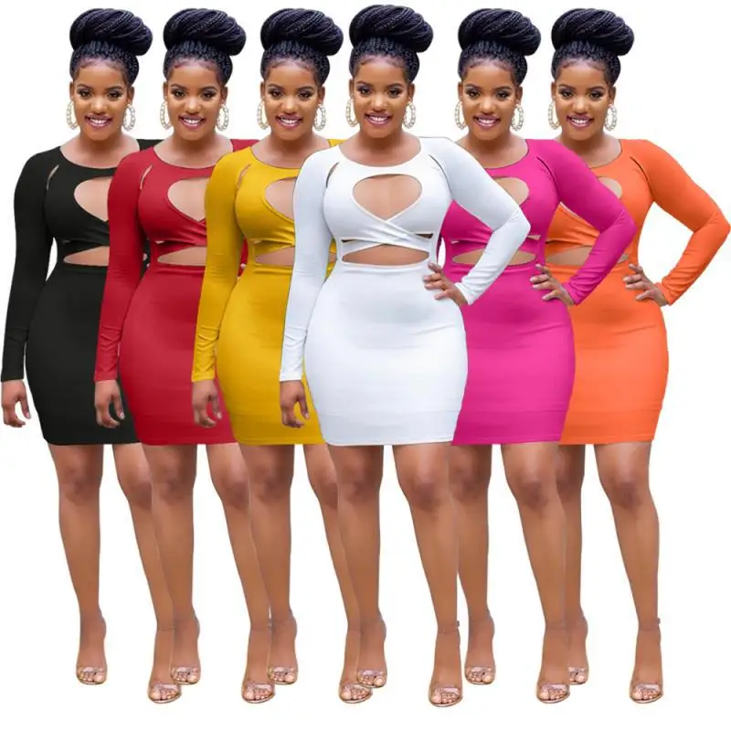 

Женское осенне-зимнее сексуальное клубвечерние вечернее облегающее платье миди с длинным рукавом и вырезом мини-платья-карандаш