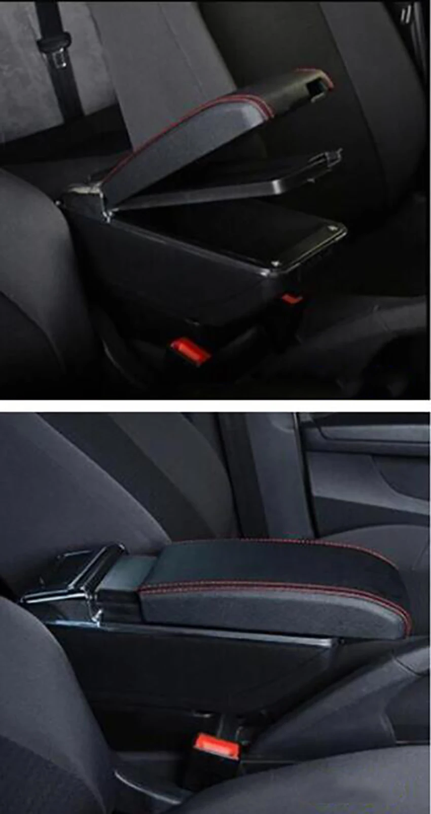 Автомобильный подлокотник для peugeot 206 206+ 207 компактный центральный подлокотник из искусственной кожи центральная консоль коробка для хранения поднос подстаканник