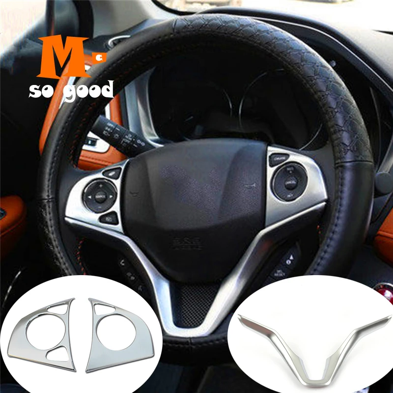 

for VEZEL 2015 2016 2017 Car Steering Wheel Button Frame Cover Trim Car Styling Accessories 3pcs ABS Matte for Honda HRV HR-V