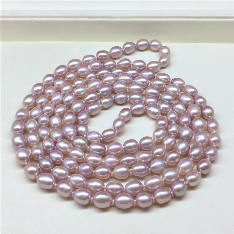 Ожерелье из пресноводного жемчуга длиной 120 см белое оранжевое фиолетовое 100%