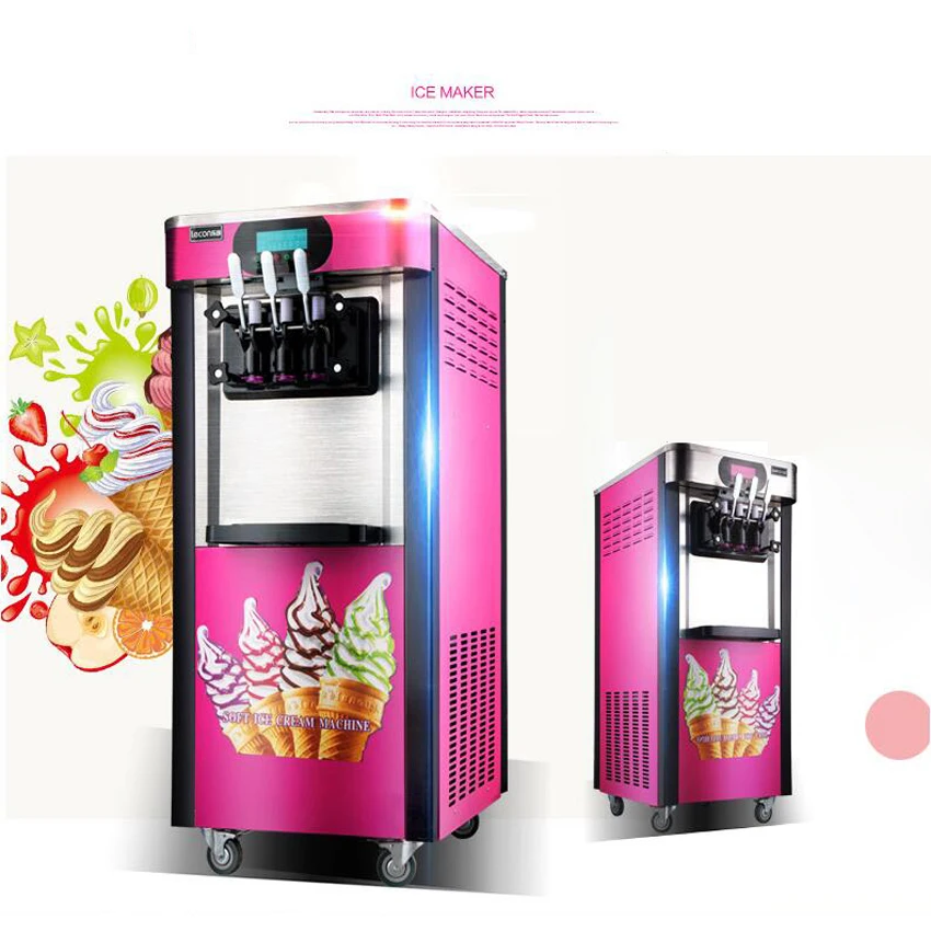 

1PC Commercial Soft Ice Cream Machine 2000W/220V Ice Cream Maker 20L/H 3 Flavors Yogurt Ice Cream Machine