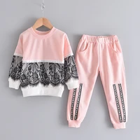 girls lace stitching sweater letter trousers two piece suit fashion clothes girl christmas outfit toddler girl fall clothes