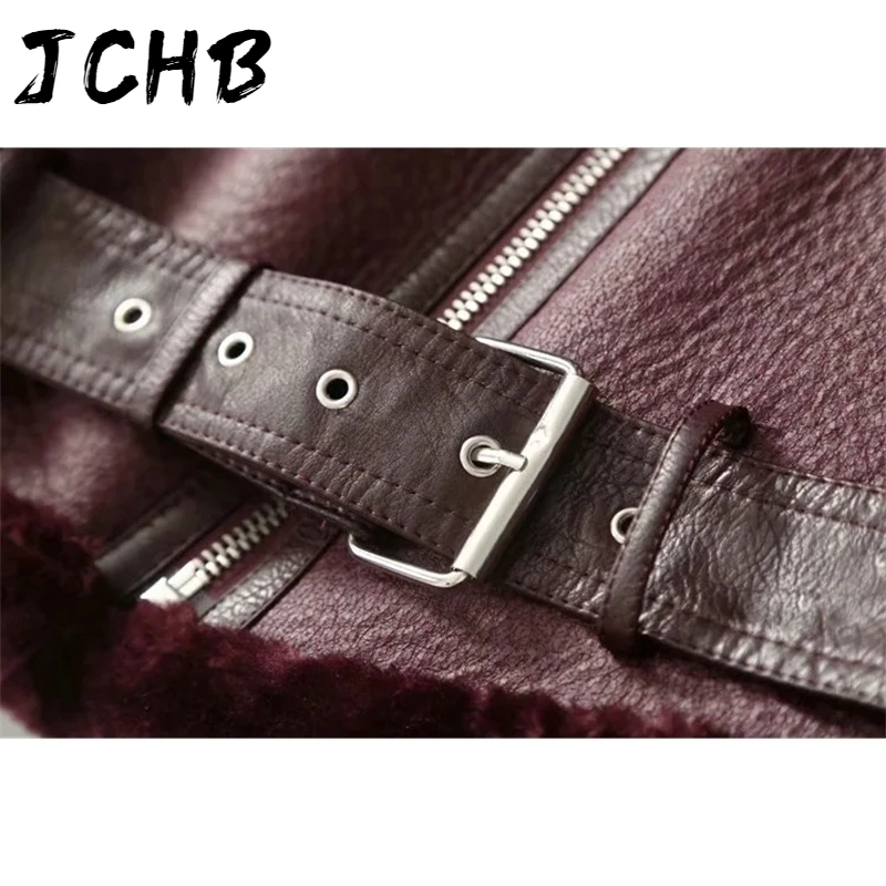 

Warm Winter Sheepskin Coats Women Casual Lapel Thicken Faux Leather Fur Female Coat Fur Lining Leather Jacket Motorcycle Jackets