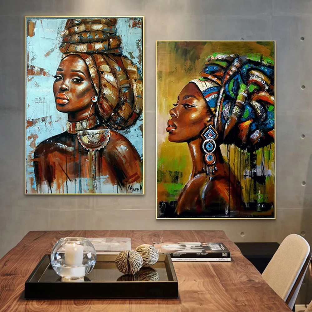 

African Black Woman Graffiti Art Posters and Prints Abstract African Girl Canvas Painting On The Wall Art Pictures Room Decor
