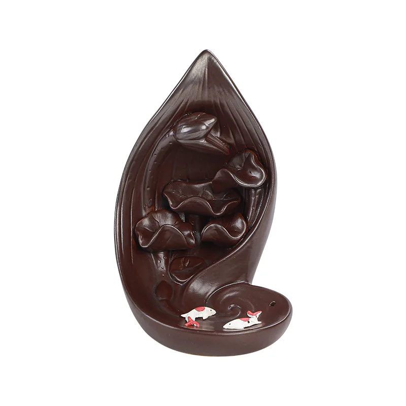 

Lotus Pond Moonlight Backflow Incense Burner Handicraft Incense Holder Ceramic Crafts Creative Ornament Home Decor Cone Censer