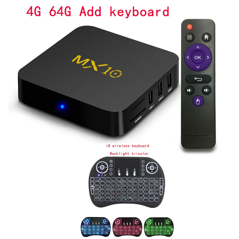 MX10 Smart tv BOX Android 9,0 Rockchip RK3328 DDR3 4 ГБ ОЗУ 64 Гб ПЗУ IP tv Смарт-приставка 4K USB 3,0 HDR H.265 медиаплеер