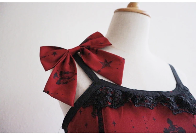 

Japanese sweet lolita dress vintage lace bowknot high waist printing victorian dress kawaii girl gothic lolita jsk loli cosplay