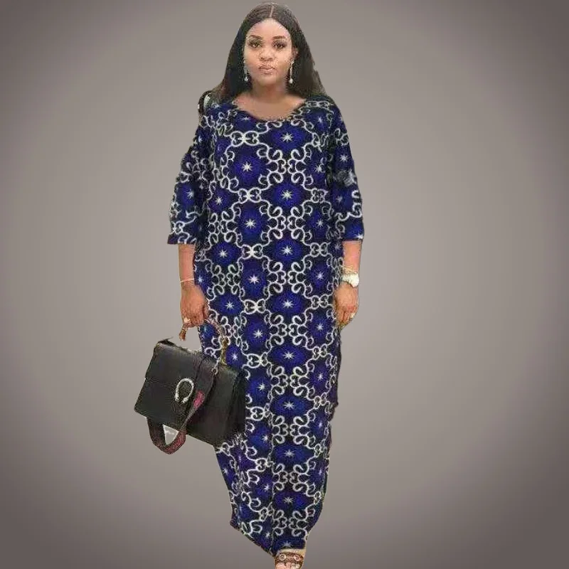 

African Design Print Dashiki Dress Casual Loose Bat Hijab Muslim Bazin Maxi Robe Gowns Broder Riche Sexy Lady Evening Party