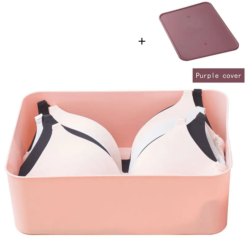 Pink grid Модная пластиковая коробка для хранения нижнего белья, однотонная коробка для нижнего белья, ящик для носков, шкаф, органайзер для хранения - Цвет: Pink grid