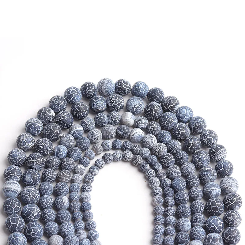 

7A Grade Natural Stone Grey Weathered Agate Round Loose Beads 4mm-12mm for Jewelry Making Wholesale Jewelry Halloween Jewelry