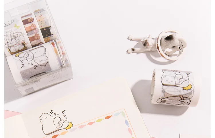 6 шт. милый котенок васи лента Kawaii скрапбук DIY простая розовая декоративная клейкая лента школьные канцелярские принадлежности поддержка Bullet Journal