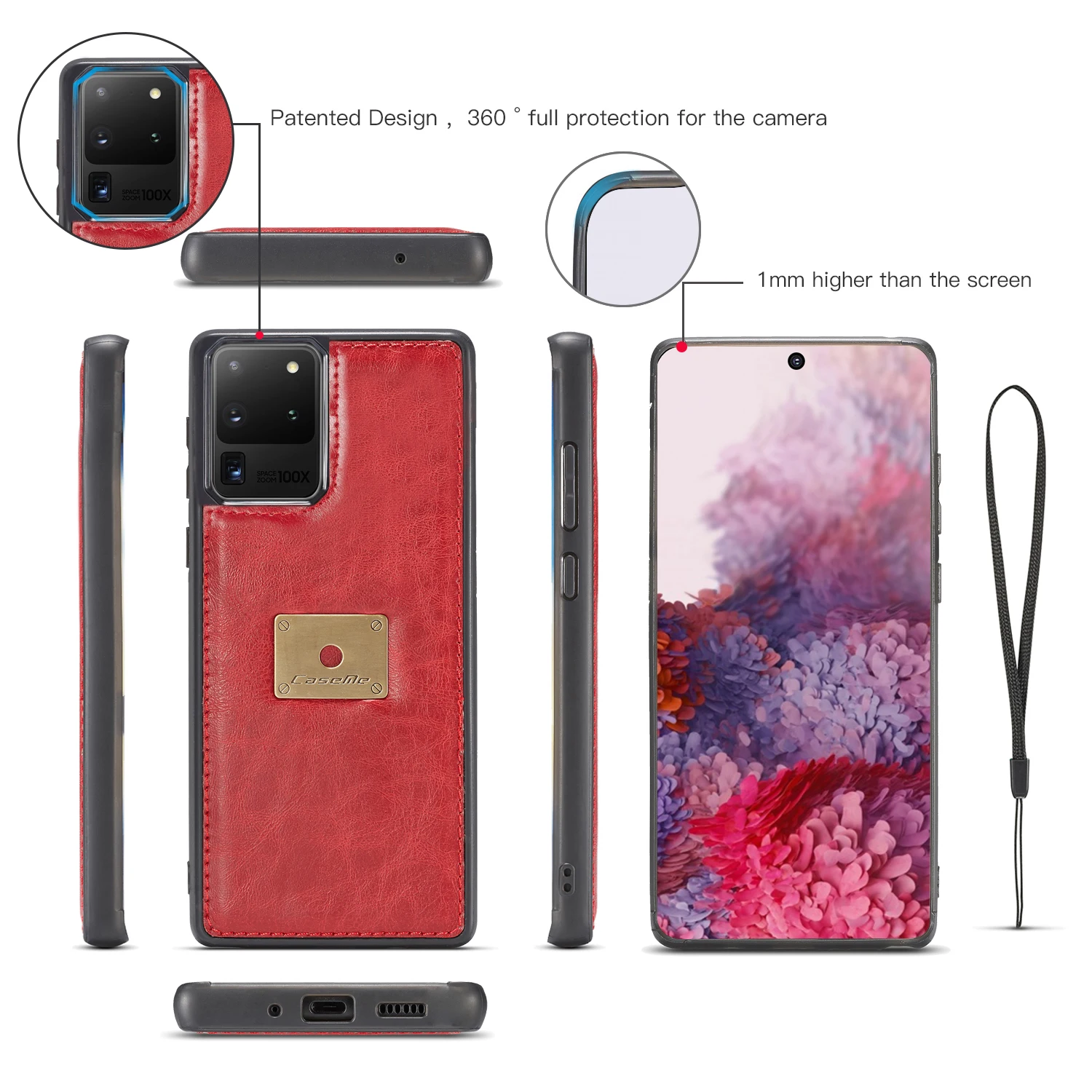 

For Samsung S20 Plus Wallet Case 2 in 1 Magnetic Detachable Leather Wrist Phone Cover Cases for Galaxy S20 Ultra S10 Note 10