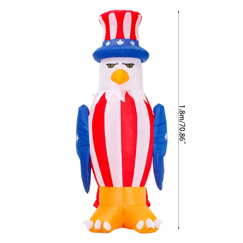 

Patriotic Independence Day 4th of July Inflatable American Bald Eagle Lighted Blowup Party Decoration for Outdoor Indoor