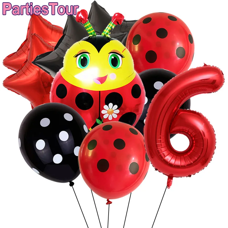 

16pcs Ladybug Birthday Party Ballon Include Ladybug Birthday Balloon 32'' Number Foil Balloons Ladybeetle Theme Party Supplies