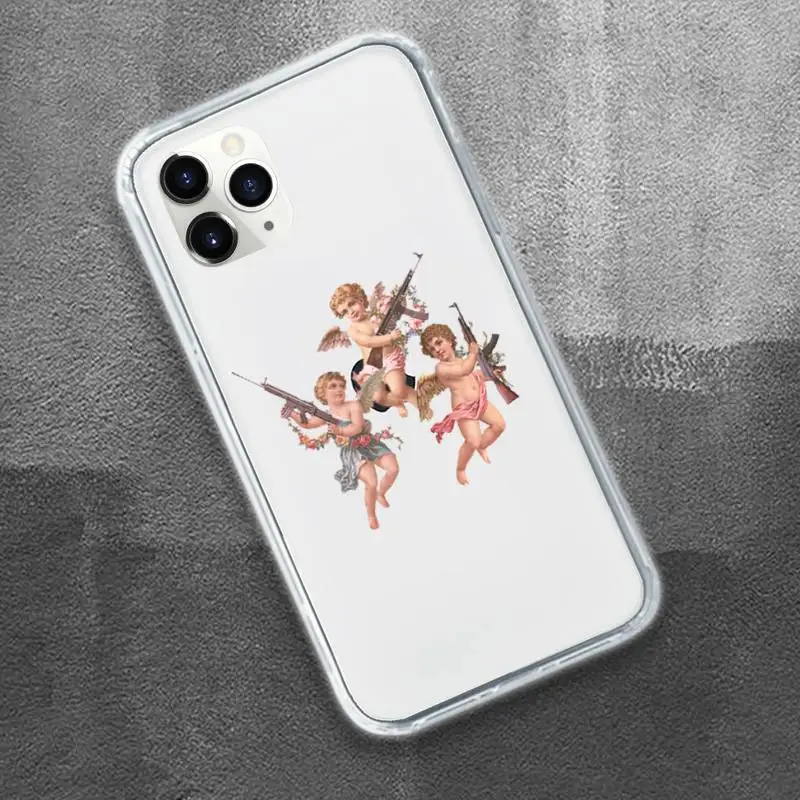 

Funny vintage design fashion glitter angle Phone Case Transparent for iPhone 11 12 mini pro XS MAX 8 7 6 6S Plus X 5S SE 2020 XR