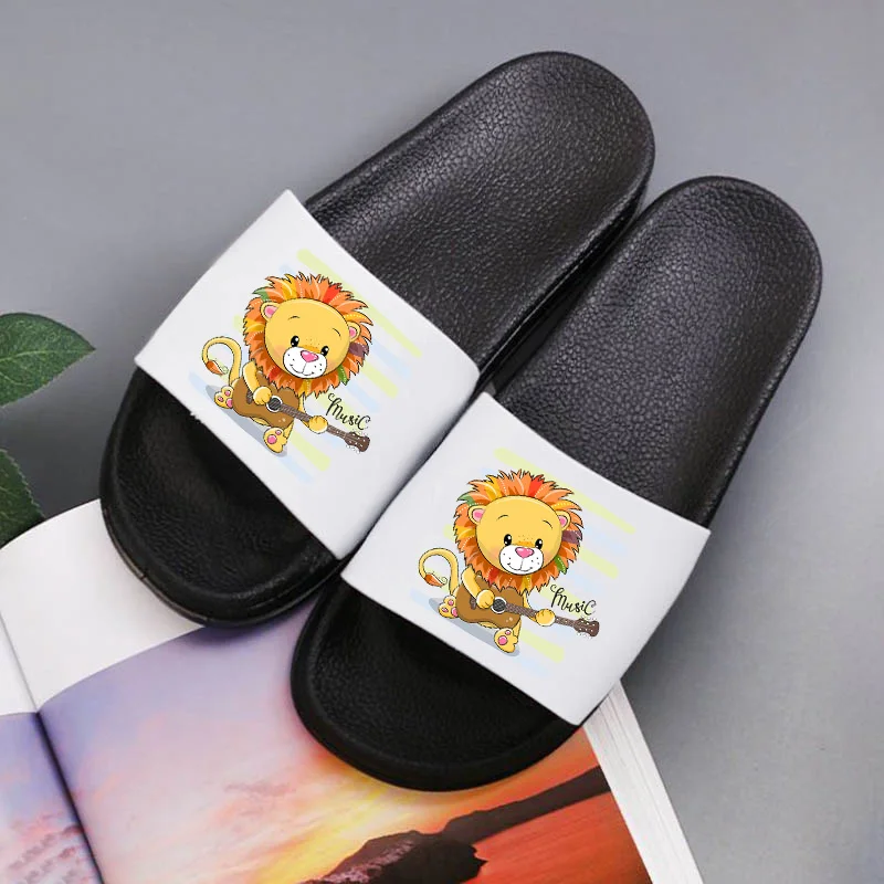 

Guitar music lion 2021 Women Slippers Couple Shoes Indoor Home Soft Non-Slip Slipper Wear-Resistant Flip Flops for Bathroom