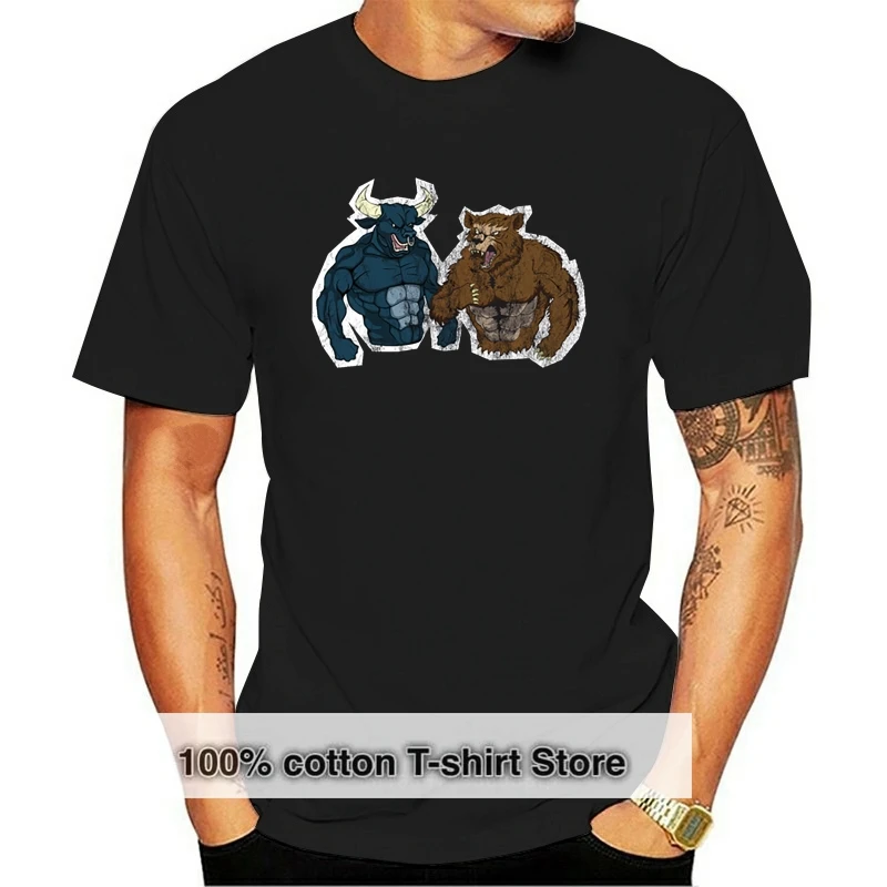 

bull bear trader trading stock exchange gift t shirt men Customized cotton S-XXXL Formal Anti-Wrinkle Funny Summer Style tshirt
