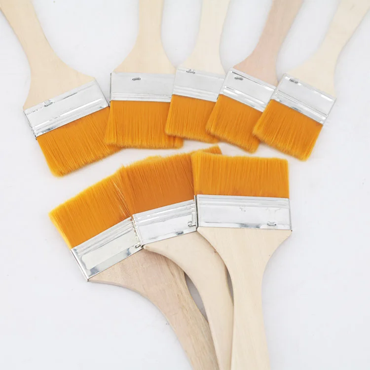 12Pcs Wooden Painting Brush Nylon Hair Flat Tips Artists Acrylic Oil Painting Brush Pen Drawing Tool Art Supply Set