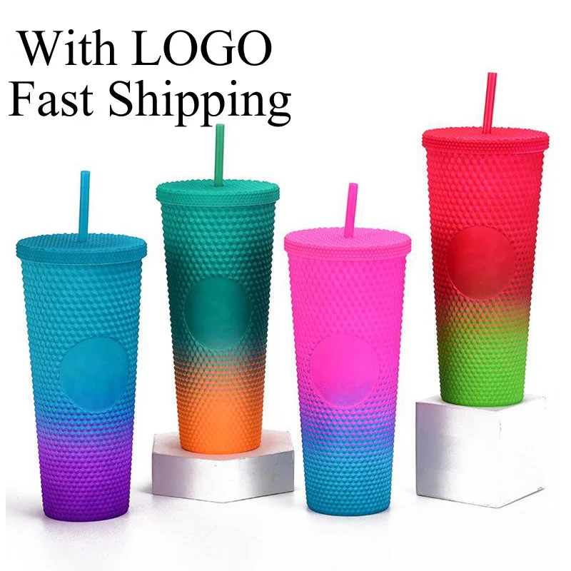 

710ml Diamond Goddess Cup Plastic Tumblers With Lid And Straw Summer Cold Water Cup Portable Fashion Coffee Studded Cups