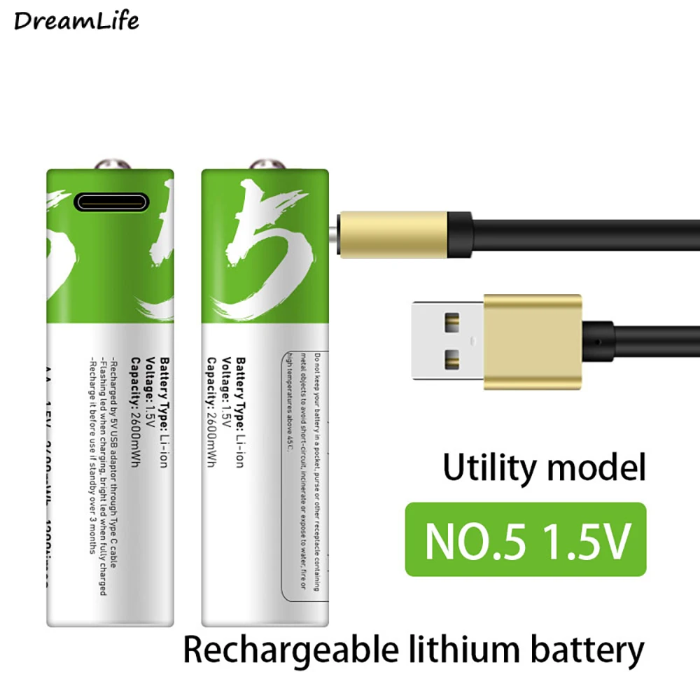 

1,5 в USB AA литий-ионный аккумулятор 2600mwh 100% емкость литий-полимерный USB Перезаряжаемый литиевый usb-аккумулятор USB-кабель горячая распродажа