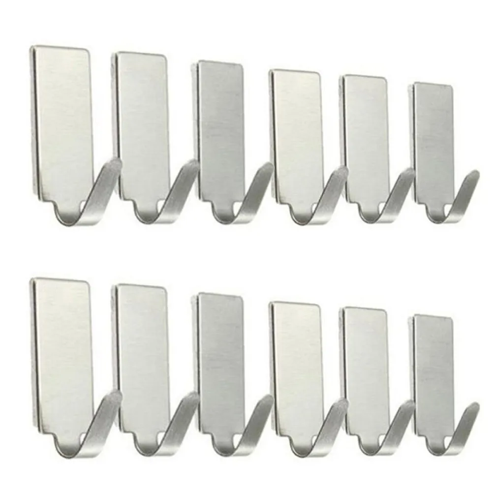 

Stainless Steel Wall Hook Self Adhesive Sticky Kitchen Home Bathroom Key Bag Hanger Storage Hanging Holder Waterproof Towel Rack