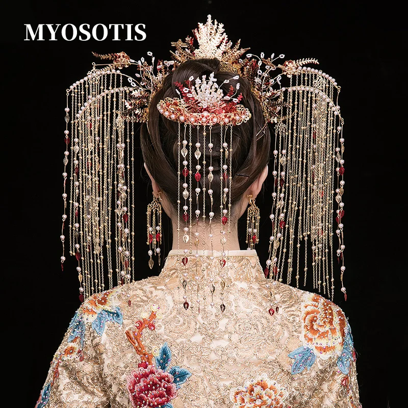 Свадебные короны Феникс красные кристаллы императрица головной убор Принцесса