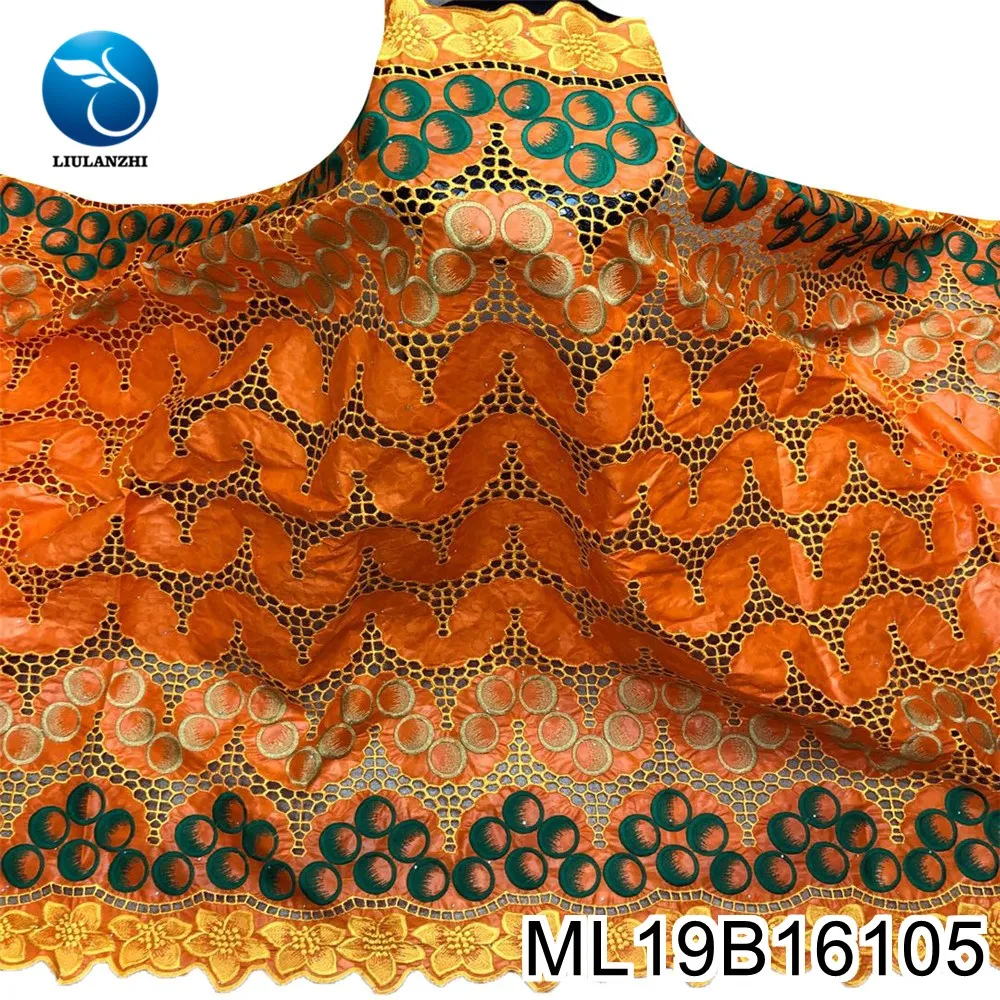 Черная жаккардовая ткань LIULANZHI с вышивкой базин богатая для женского платья