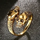 Кольца с черепами для мужчин и женщин, мужское готическое панк кольцо из нержавеющей стали со змеиным узором, открытое регулируемое кольцо на палец