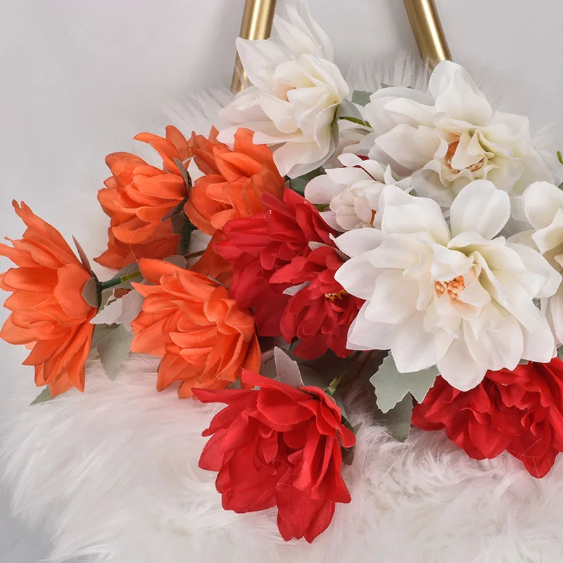 

Six Peony Head Simulated Flower Home Stage Floral Arrangement Artificial Cheap Fake Flowers For Home Wedding Decoration Indoor