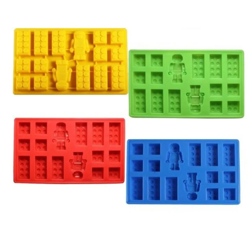 

New 12-Hole Lego Robot Ice Tray Silicone Mold for DIY Chocolate Candy Ornaments Plaster Fondant Mould Kitchenware Baking Tool