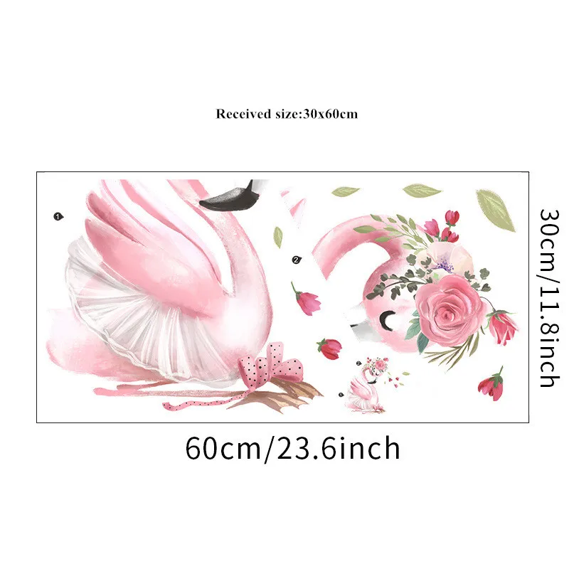 Красивые настенные наклейки в виде лебедя розового цвета для детской комнаты