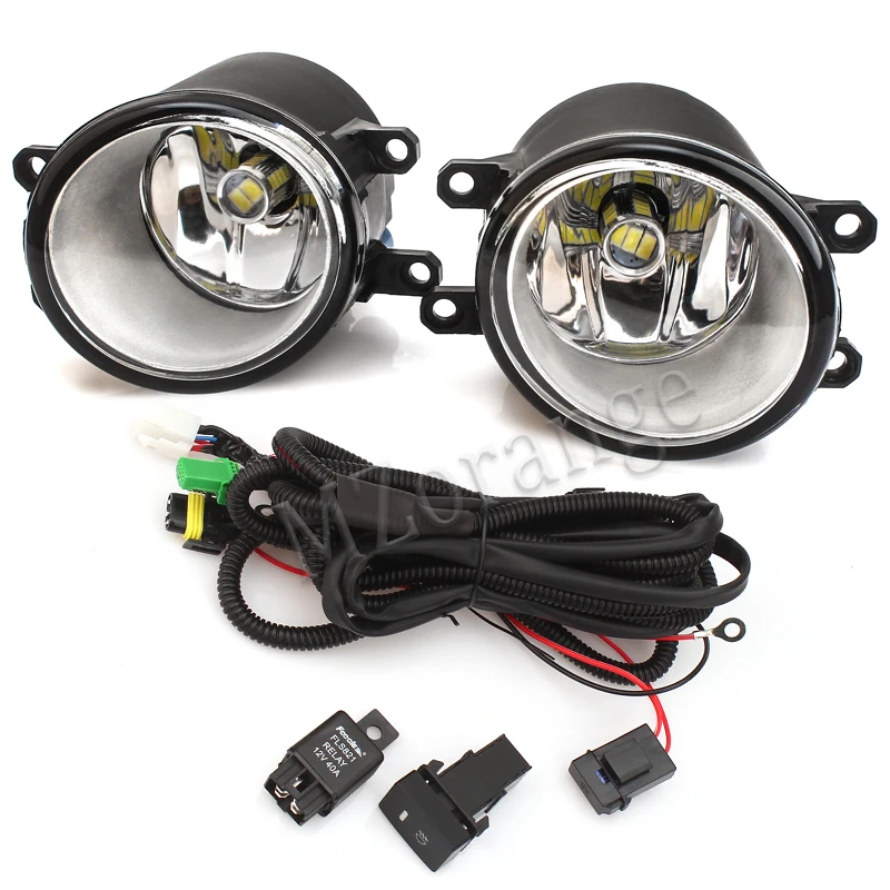 led fog and wires Для Toyota Corolla, для Toyota Ractis, светодиодный противотуманный светильник s 2003- Avensis Verso, противотуманный светильник, противотуманные фары, крышка, головной светильник, DRL, противотуманный светильник s - Цвет: led fog and wires