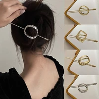 geometric hair clips for women simple korean hairpin fashion metal hair accessories round square hairclip jewelry friends gifts