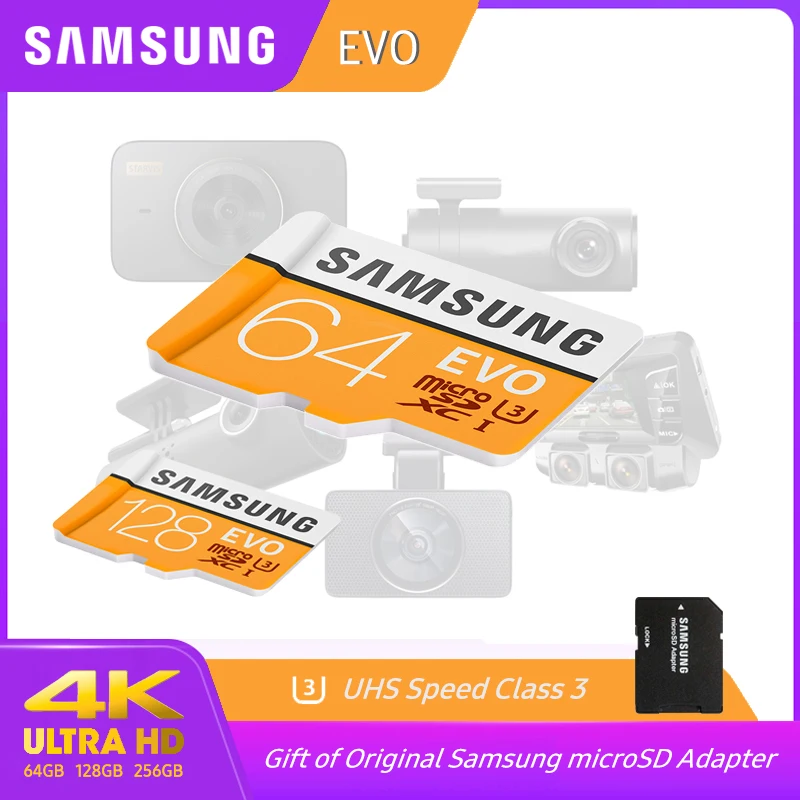 Карта Microsd SAMSUNG (256G 128 Гб 64 до 95 МБ/с. U3 Class10 32 U1 microSDXC/SDHC карты памяти EVO Plus Micro SD карта TF