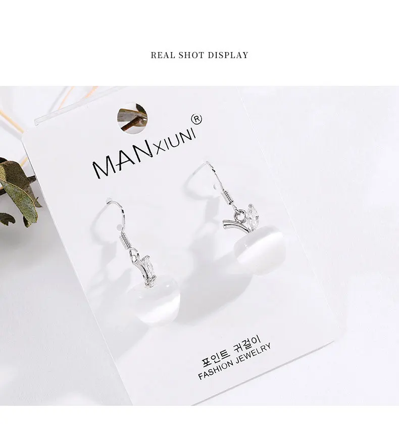 Fashion Boutique Cat Eye Apple Earrings for Women Accessories Crystal Jewelry Hot Lovely pendientes mujer moda Gift