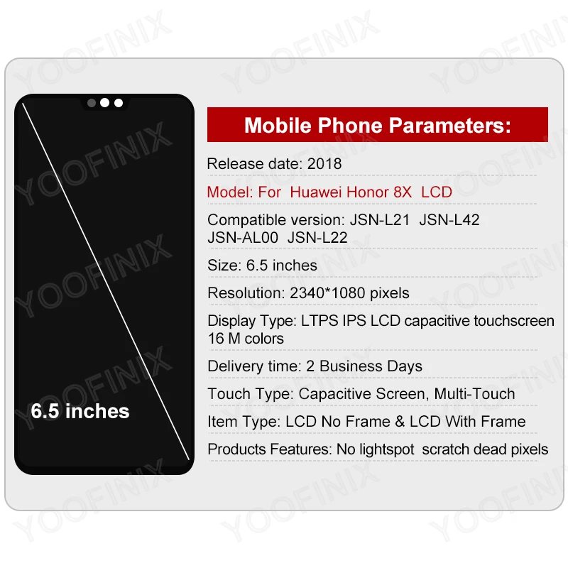 6 5for huawei honor 8x lcd jsn l22 jsn tl00 jsn l42 display touch screen assembly replacement parts for huawei honor 8x display free global shipping