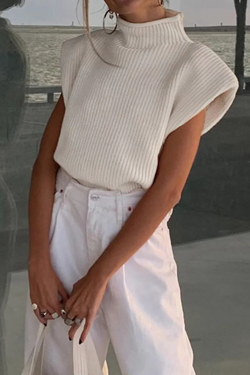 

sleeveless fashion T-shirt women's ins loose thin elastic solid color versatile top