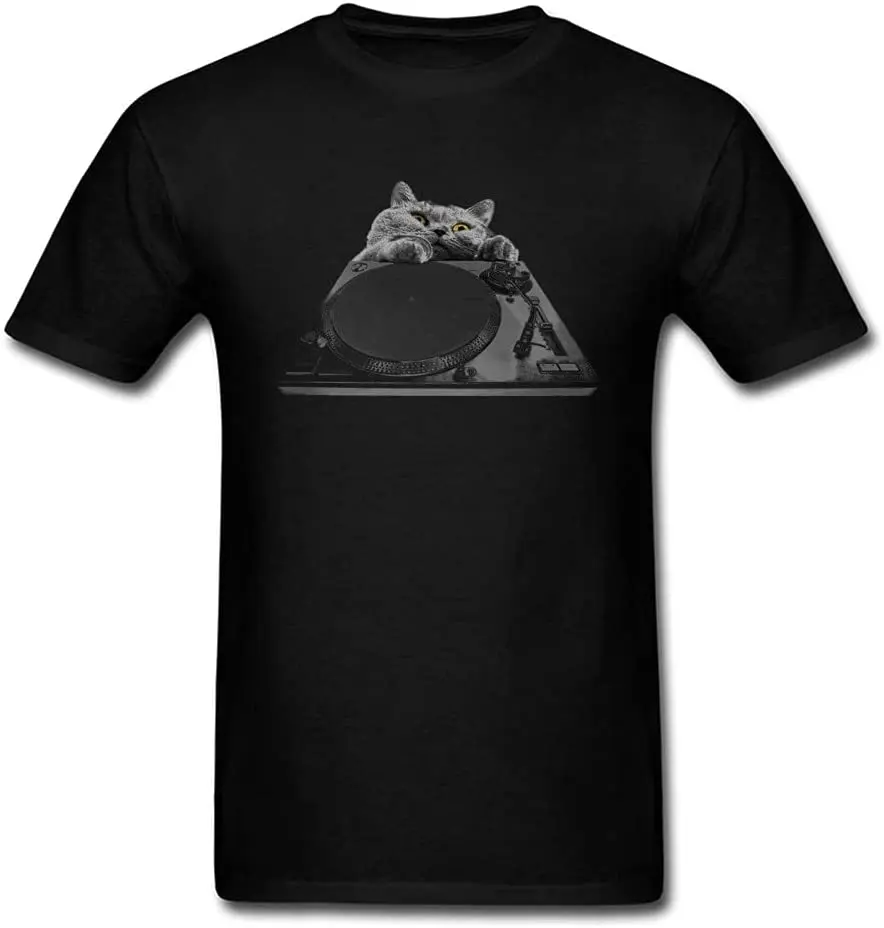 

I Want To Play Music Newest T-Shirt Dj Cat Men T Shirt Top Hip Hop Vintage Record