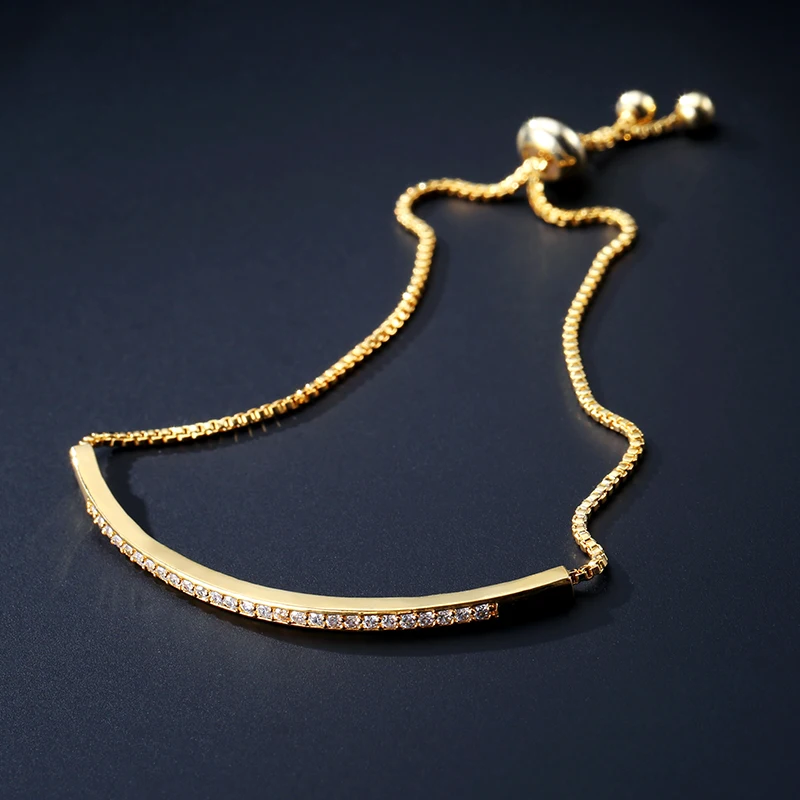 FEEHOW регулируемый браслет для женщин пленительный бар слайдер блестящий CZ