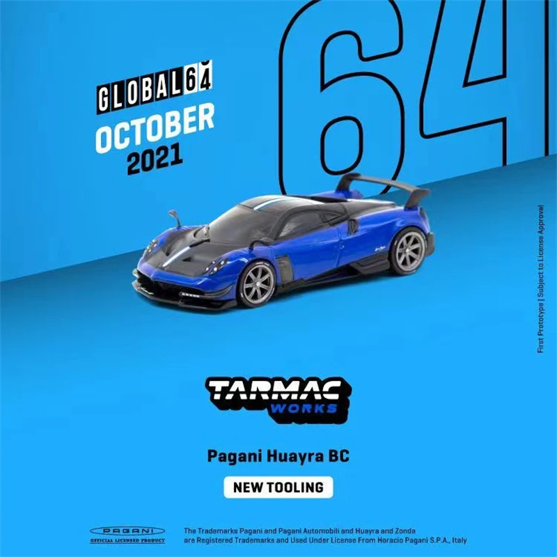 Tarmac Works 1:64 Pagani Huayra BC Blue Francia / Black Diecast Model Car-0