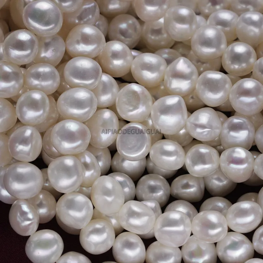 

APDGG Genuine wholesale 5strands 10-11mm AAA grade flat back baroque white pearl strands loose beads women lady jewelry DIY