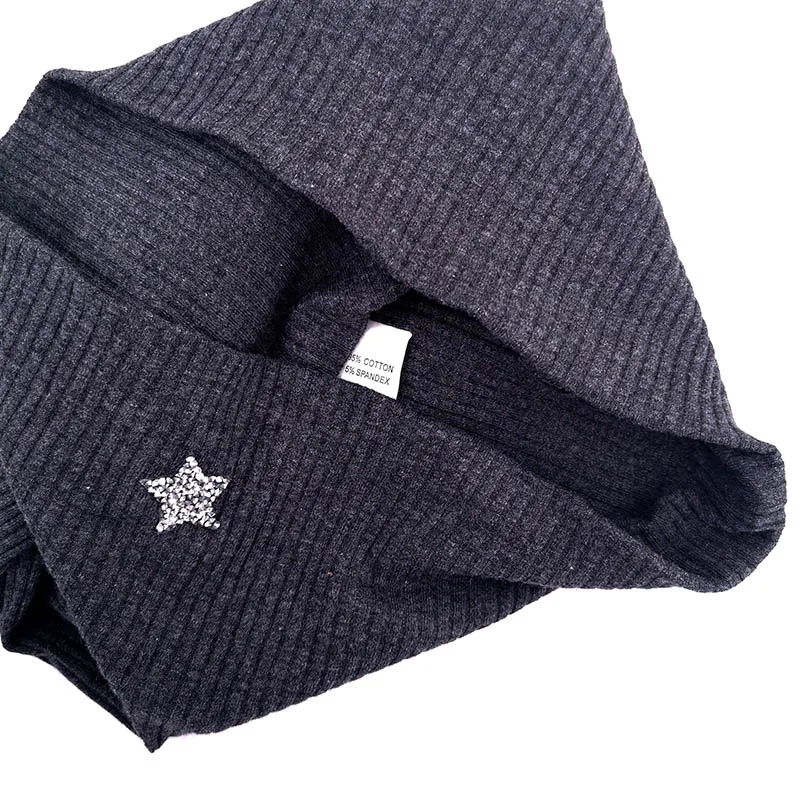 

Winter Rhinestones Cotton Knit Beanies Skullies Hats For Women Elastic Star Ribbed Slouch Beanies Ladies Autumn Bonnet Caps