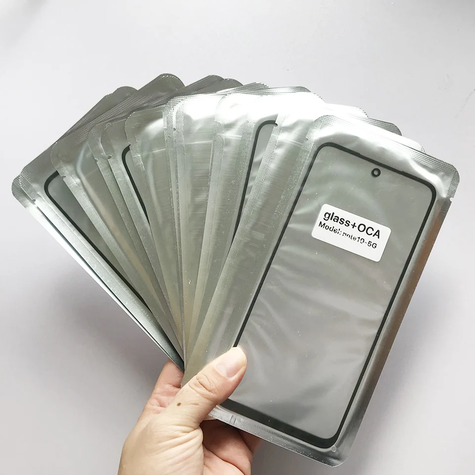 

10Pcs\Lot Touch Panel Replacement For Xiaomi Redmi Note 10 4G 5G Front Outer Glass Lens Cover+OCA