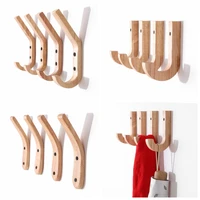 decorative wooden wall mount hooks natural solid wood clothes storage bag home decor hooks for hanging key hooks 4pack
