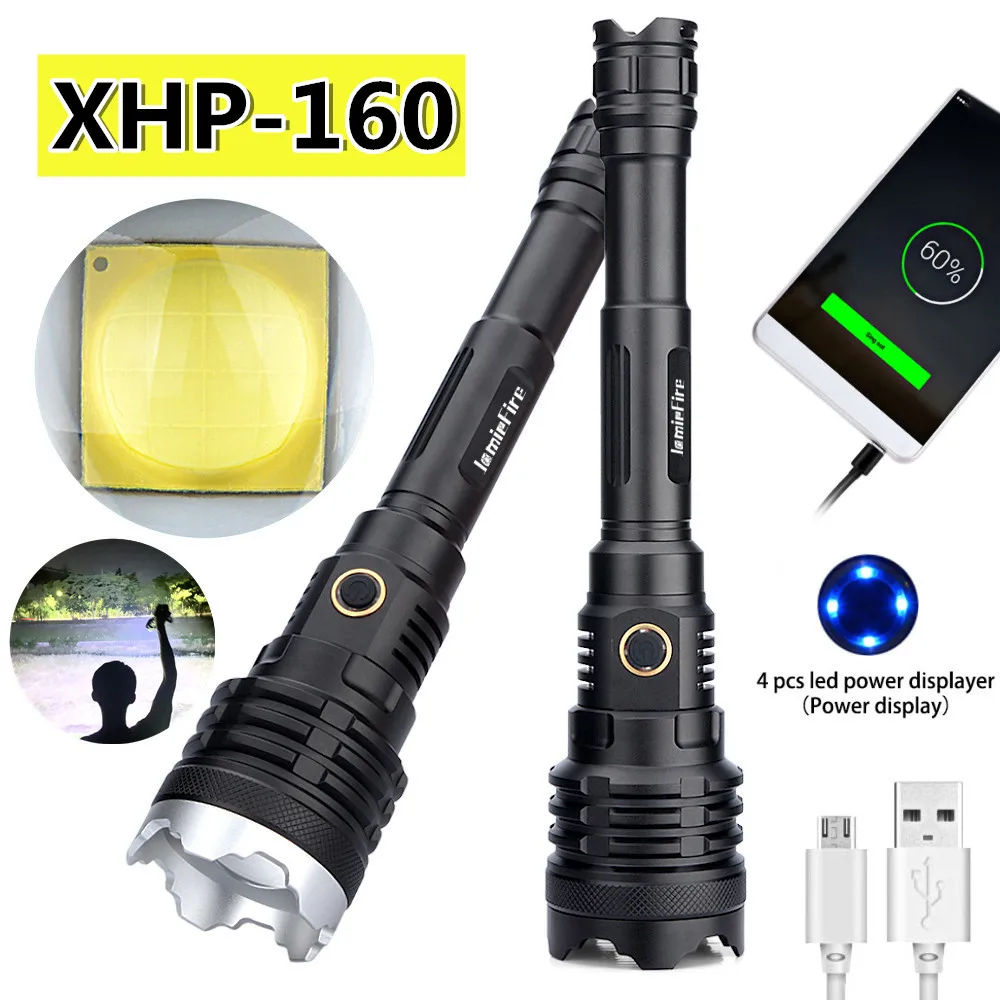 XHP160 самая мощная вспышка светильник походный Масштабируемые 21700 перезаряжаемый